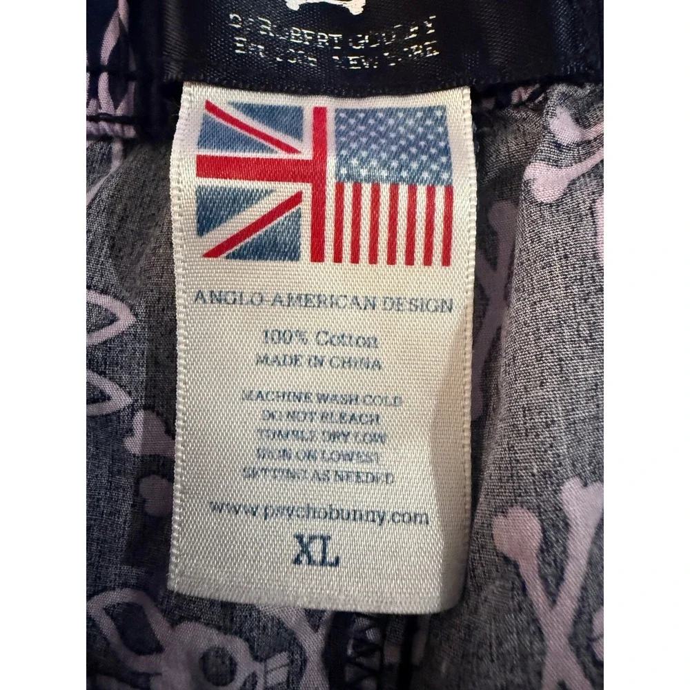 Psycho Bunny Mens Pajama Pants XL Navy Blue Pink‎ Logo Print Cotton Lounge Sleep